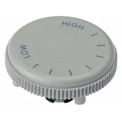 Replacement control knob for HVACR equipment such as fans, ventilators, and air handlers. Used to adjust speed or settings on compatible units. Manufacturer part number S99360135.