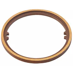 Cast bronze extension ring for floor drains, with a 6-inch overall diameter and 3/8-inch overall height. Features a screw-type connection and bronze finish. Used to raise floor drain height to match finished floor level in commercial and industrial plumbing systems.