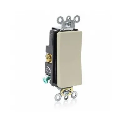 LEVITON Wall Switch: Rocker Switch, Single Pole, Maintained, Ivory, 120/277V AC - Rocker Wall Switches