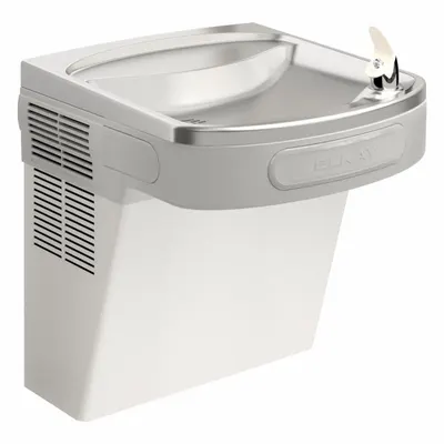 ELKAY Drinking Fountain: On-Wall, 19 13/16 in Ht, Front Push Button, Non-Refrigerated - On-Wall Single Drinking Fountains