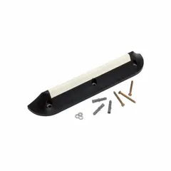 Reflective bike lane delineator with a black body and white reflective striping. Used to mark and separate bicycle lanes from vehicle traffic, enhancing visibility for cyclists and drivers in urban and roadway environments.