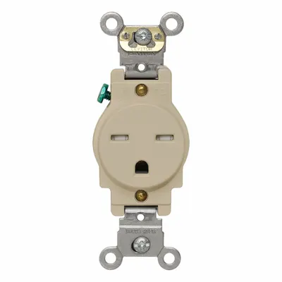 LEVITON Plugs and Receptacles: Single, 6-15, Ivory, 250V AC, 15 A, 2 Pole / 3 Wire (MPN T5661-I) - General Purpose Receptacles