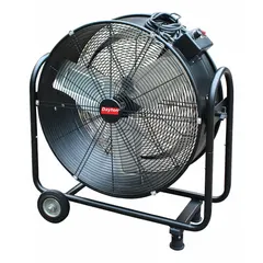 This Dayton floor fan is a mobile, direct-drive unit with a 24-inch blade diameter. It operates on 115V AC and features a 1/4 hp motor with a steel construction. Suitable for general air circulation in industrial environments such as workshops, warehouses, and factories.