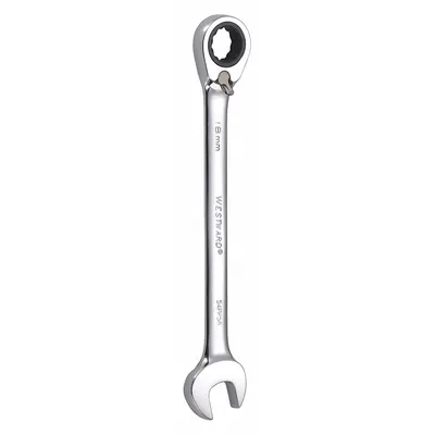 WESTWARD Combination Wrench: Alloy Steel, Chrome, 18 mm Head Size, 9 1/4 in Overall Lg - Metric 12-Point Ratcheting Combination Wrenches