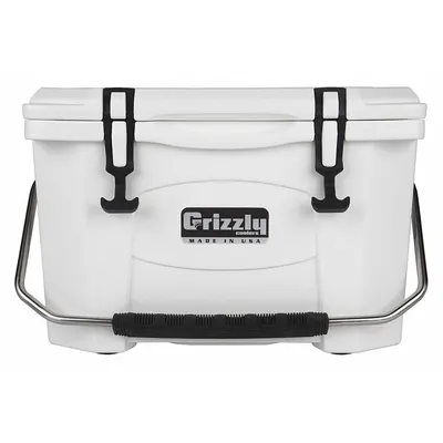 GRIZZLY COOLERS Marine Chest Cooler: White, 24 Cans, 20 qt Cooler Capacity - Heavy-Duty Chest Coolers