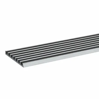 WOOSTER Stair Nosing: Multi-Strip Grit, Aluminum, Set-in-Concrete, 48 in Wd, 4 in Dp - Multistrip Grit Stair Nosings