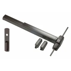 This surface vertical rod exit device is constructed in bronze and accommodates doors up to 3 ft wide. It incorporates a Touchbar and Night Latch for secure egress. Suitable for use in commercial buildings, schools, and hospitals where code-compliant exit hardware is required.