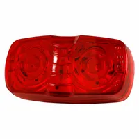 This GROTE clearance light is an LED, rectangular, red lamp with a bracket mount and blunt cut wires. It carries SAE Lens Code P2 for compliance. Typical applications include marking the width and height of trucks, trailers, and heavy equipment for road visibility and regulatory adherence