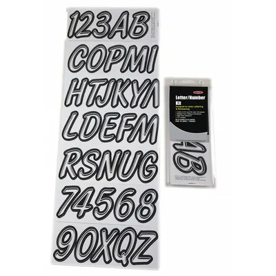 HARDLINE PRODUCTS Letter and Number Label Set: Gen Identification/USCG, 3 in Character Ht - Boat Registration Letters & Numbers