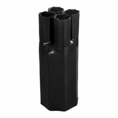 Black heat shrink breakout boots, 5.9 in length, with 2.16 in inner diameter before shrinking. Pack of 10. Used to seal and protect cable splices and terminations, providing strain relief and environmental sealing for multi-conductor cables in power distribution, control panels, and machinery installations.