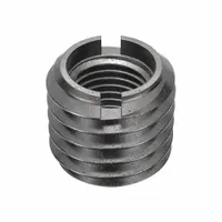 Heavy wall self-locking thread insert with 3/8"-24 UNF internal thread and 9/16"-12 UNC external thread. External thread fit 2A, internal thread fit 2B. Compatible with 9/16"-12 tap. Used to repair or reinforce threads in metal or plastic, providing vibration-resistant connections in industrial machinery and equipment. Supplied in a 10-pack