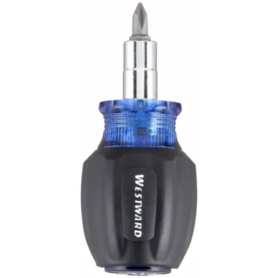 WESTWARD Multi-Bit Screwdriver: Phillips/Slotted Tip, 6 Tips, 3 1/4 in Overall Lg - Combination Multi-Bit Screw & Nut Drivers