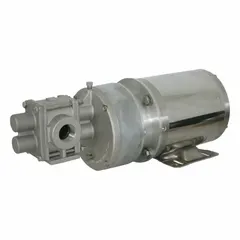 Magnetic-drive gear pump head with 316 stainless steel wetted parts and spur gears. Ports are 1-1/2" flange connections. No relief valve included. Suitable for transferring clean, low-viscosity fluids in industrial processing and chemical dosing applications.