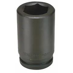 WRIGHT 1-1/2" drive impact socket with 3-13/16" SAE hex size, 6-point deep design, and black oxide finish. For heavy-duty fastening with high-torque impact tools in industrial maintenance, construction, and mining applications.