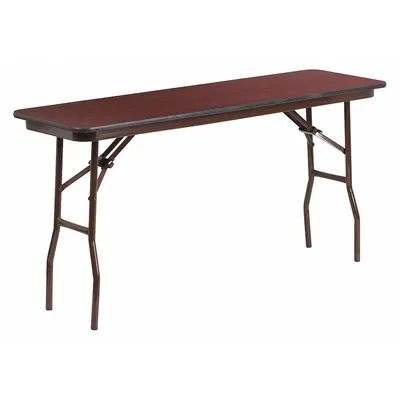 FLASH FURNITURE Folding Table: Rectangle Table Shape, Mahogany Tabletop, 18 in Dp, 60 in Wd - Standard Folding Tables