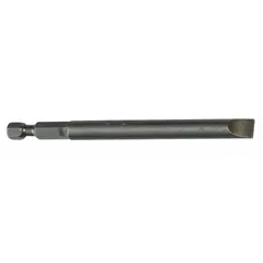 Impact-rated slotted head bit for use with impact drivers. Features a hex shank and is sold in a 5-pack. Suitable for fastening and loosening slotted screws in assembly and maintenance tasks.