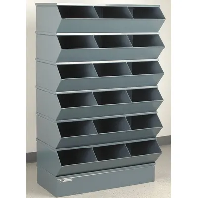 STACKBIN Sectional Stacking Bin Units: 37 in x 20 in x 63 in, Std, 18 Compartments - Stationary Stacking Bin Units
