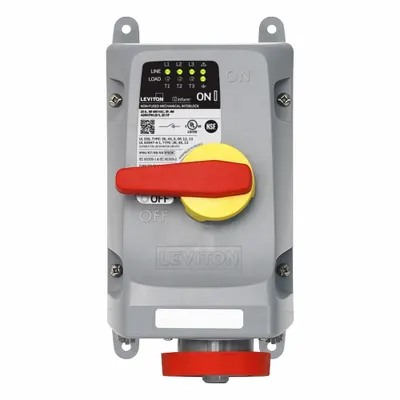 LEVITON Mechanical Interlock: 480V AC, Three Phase, 20 A, 3 Pole - Washdown-Rated Interlocks