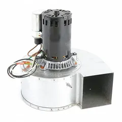 This induced draft blower is a replacement component for HVAC systems, designed to pull combustion gases through a heat exchanger and exhaust them outdoors. It ensures proper airflow for efficient furnace or boiler operation in commercial and industrial heating equipment.