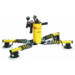 Multi-cup vacuum lift assist with mounted pendant and eyelet configuration. Overall height of 19 inches. Used for lifting and positioning sheet metal, glass, stone, and other non-porous materials in industrial material handling tasks.