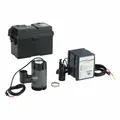 This 12V DC battery-powered backup sump pump provides emergency water removal when the primary AC pump fails due to power outages or mechanical failure. It features a 1/3 hp motor, a Dual Micro-Reed Float switch, and a maximum head of 17 ft. Suitable for residential basements and crawl spaces.