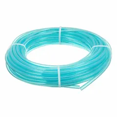 Polyurethane tubing with 5/16 in inner diameter and 1/2 in outer diameter, 100 ft length, blue color. Hardness Shore A 90 to 95, maximum operating pressure 170 psi at 73°F. Suitable for pneumatic and fluid transfer applications in industrial automation, robotics, and packaging.