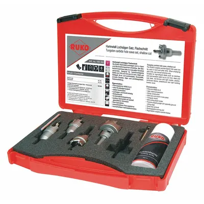 ROTHENBERGER 6-Piece Carbide Tipped Hole Saw Kit, 2.5 TPI, 10 mm Cutting Depth - Multi-Material-Cutting Hole Saw Kits