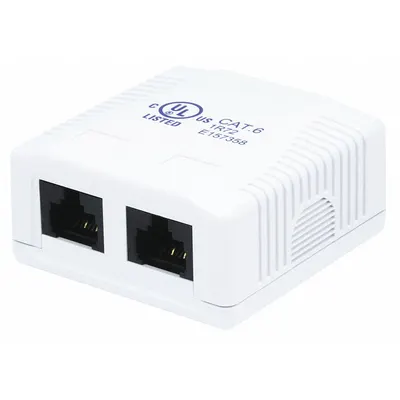 MONOPRICE Surface Mount Box: Keystone, Keystone Wall Mount, 2 Ports, White, Wall Mount - Voice & Data Jack Boxes