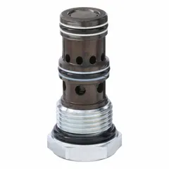 Steel, block-mounted, two-position, normally closed cartridge check valve with C12-3 cavity and Nitrile seals. Used in hydraulic systems to permit flow in one direction and prevent reverse flow.