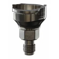 This stainless steel adapter connects PPS series disposable cups to spray guns. It features an M12x1.5 thread size and is classified as S5 adapter type. Used in painting applications for consistent fluid delivery.