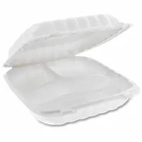 PACTIV Disposable Carry-Out Food Container: Plastic, 3 Compartments, 18 oz Capacity, White, 120 PK (MPN YCN809030000)