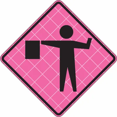 EASTERN METAL SIGNS AND SAFETY Roll Up Traffic Sign: 36 in x 36 in Nominal Sign Size, Vinyl, 0.015 in - Flagger Ahead Signs