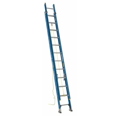 WERNER Extension Ladder: 24 ft Ladder Size, Fiberglass, 250 lb Load Capacity, 46 lb Wt - Non-Conductive Fiberglass Extension Ladders