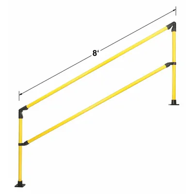 HOLLAENDER Stair Railing: Toe Board Not Included, 5 in x 5 in, Floor Mounted Rail Mounting - Handrail Lengths for Stairs