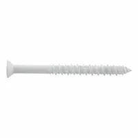 These flat-head screw anchors are designed for fastening into concrete, brick, or block. Each anchor has a 3/16 in diameter and 3 3/4 in overall length, with a case-hardened steel construction and zinc-plated finish. The pointed tip and Torx drive facilitate installation. Supplied in a 500-piece pack, they are removable and suitable for inch-system applications