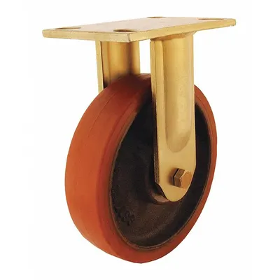 RWM Plate Caster: Rigid, No Brake, Polyurethane, 8 in Wheel Dia., 2 in Wheel Wd - General-Purpose Maintenance-Free Plate Casters