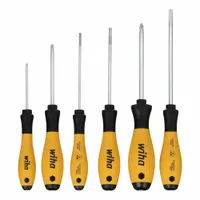 WIHA ESD Safe Screwdriver Set: 1-10 Pieces, 6 Pieces, Phillips/Slotted Tip, Ergonomic Grip (MPN 30292)