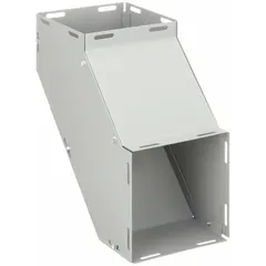 This 90-degree sweep elbow is designed for indoor wireway systems, providing a smooth turn for cable routing. Constructed from 16 ga steel with a powder-coated finish, it features a screw-on cover that can be mounted on the top or bottom, secured by screw clamps. The overall length is 11.34 inches, and it has no knockouts. Suitable for use in electrical distribution and control panel applications.