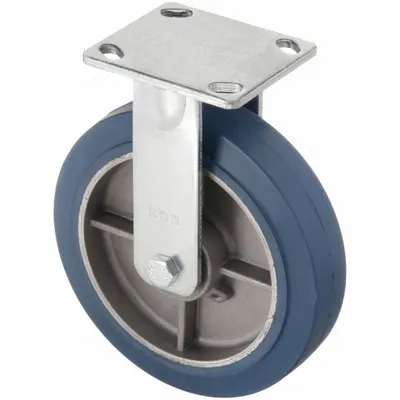 RWM Plate Caster: Rigid, No Brake, Rubber, 8 in Wheel Dia., 2 in Wheel Wd - General-Purpose Maintenance-Free Plate Casters