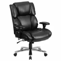 FLASH FURNITURE Office Chair: Hercules, Ht, Black, Faux Leather Material, 25 in Back Ht, Gray Frame (MPN GO-2149-LEA-GG)