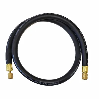 JB INDUSTRIES Hose: 5 ft Lg, 0° Angle, Black, Rubber/Kevlar, Single Hose - Evacuation & Charging Hoses