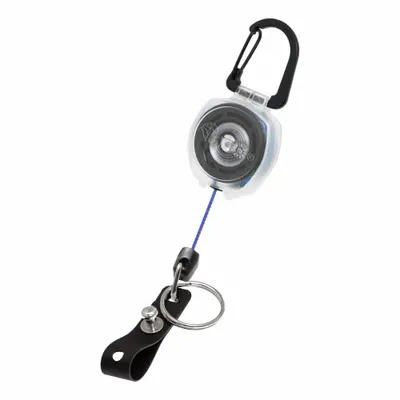 KEY-BAK Badge Holder: Split Key Ring/Strap, Horizontal/Vertical, 1/2 in Badge Pouch Wd - Retractable Tethers for Badges
