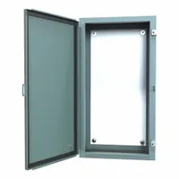 This steel enclosure is rated NEMA 12/13 for protection against dust, dirt, and non-corrosive liquids. It measures 30 x 16 x 8 inches and includes a panel with a solid hinged cover. The clamp closure method secures the cover, and knockouts are not provided. Typical applications include housing electrical controls and instruments in industrial environments