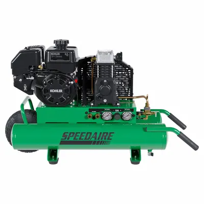 SPEEDAIRE Portable Gas Air Compressor: 1 Stage, 6.5 hp Engine, Kohler, 11 cfm @ 90 psi - Wheeled Portable Engine Driven Air Compressors