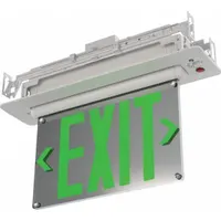 Exit Sign: 2 Faces, Green, Thermoplastic, Removable Chevrons, LED, White, Emergency Battery Backup (MPN BE W G UM M2)