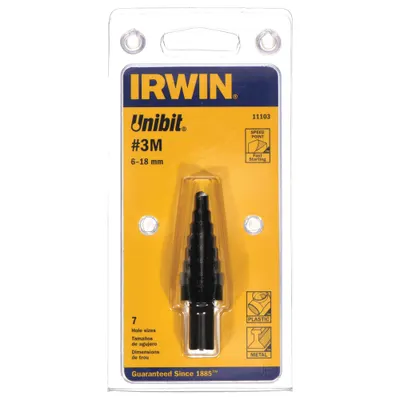 IRWIN Step Drill Bit: 6 mm to 18 mm, Black Oxide HSS - High-Speed Steel Step Drill Bits