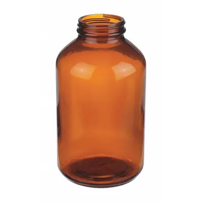WHEATON Bottle: 1 L, Closure Material: No Closure – Closure Liner Material: No Closure Cap - Amber Wide Mouth Glass Lab Bottles