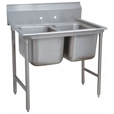 ADVANCE TABCO Scullery Sink: 2 Bowls, 42 in Overall Ht, 44 in Overall Lg - Two-Bowl Freestanding Kitchen & Bar Sinks without Faucets
