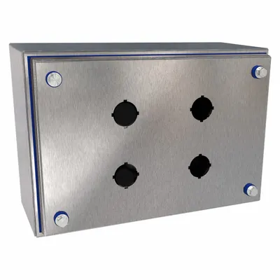 HAMMOND Push Button Enclosure: 22mm, 4 Holes, 304 Stainless Steel - Enclosures for 22mm Operators