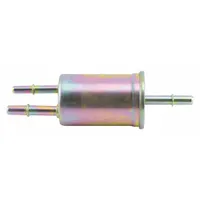 In-line fuel filter with cellulose media for removing contaminants from fuel systems. Measures 2 1/4 in outside diameter and 7 in overall height. Includes a 5/16 in return line. Compatible with Ford light duty trucks